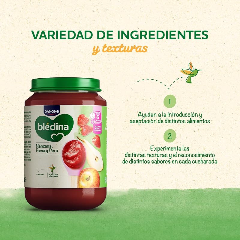 Frascos de maçã, morango e pera para o bebé. Frascos Blédina com vitamina C e sem açúcares adicionados. Alto teor de fibra e sem lactose. A partir dos 6 meses, embalar 6x200g — foto 6 de 8