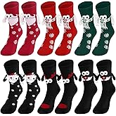 ZhouBoat 6 Pair Christmas Holding Hands Socks, Unisex Mid-Tube with Magnetic Suction, Funny 3D Doll Pattern, Cute Adult Socks for Christmas, New Year Gift
