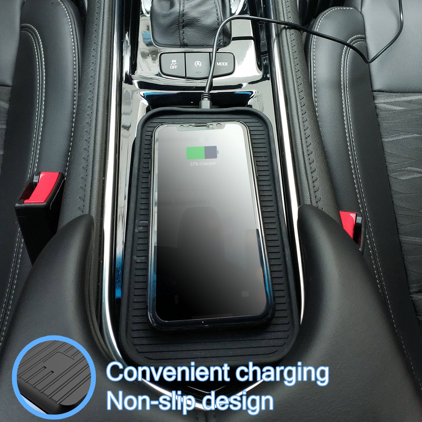 Silicone Wireless Charger Diglot 3-Coil IP67 Waterproof Standard QI Wireless Charging Pad for iPhone X/8/8 Plus and 10W Fast Wireless Charge for Samsung Galaxy S9/S9Plus/S8/S8Plus/S7-Black