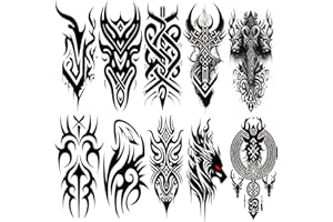 Temporary Tattoos AWLEE Waterproof Viking Tribal Totem - Long Lasting Fake tattoo for Men and Women 10 Sheets