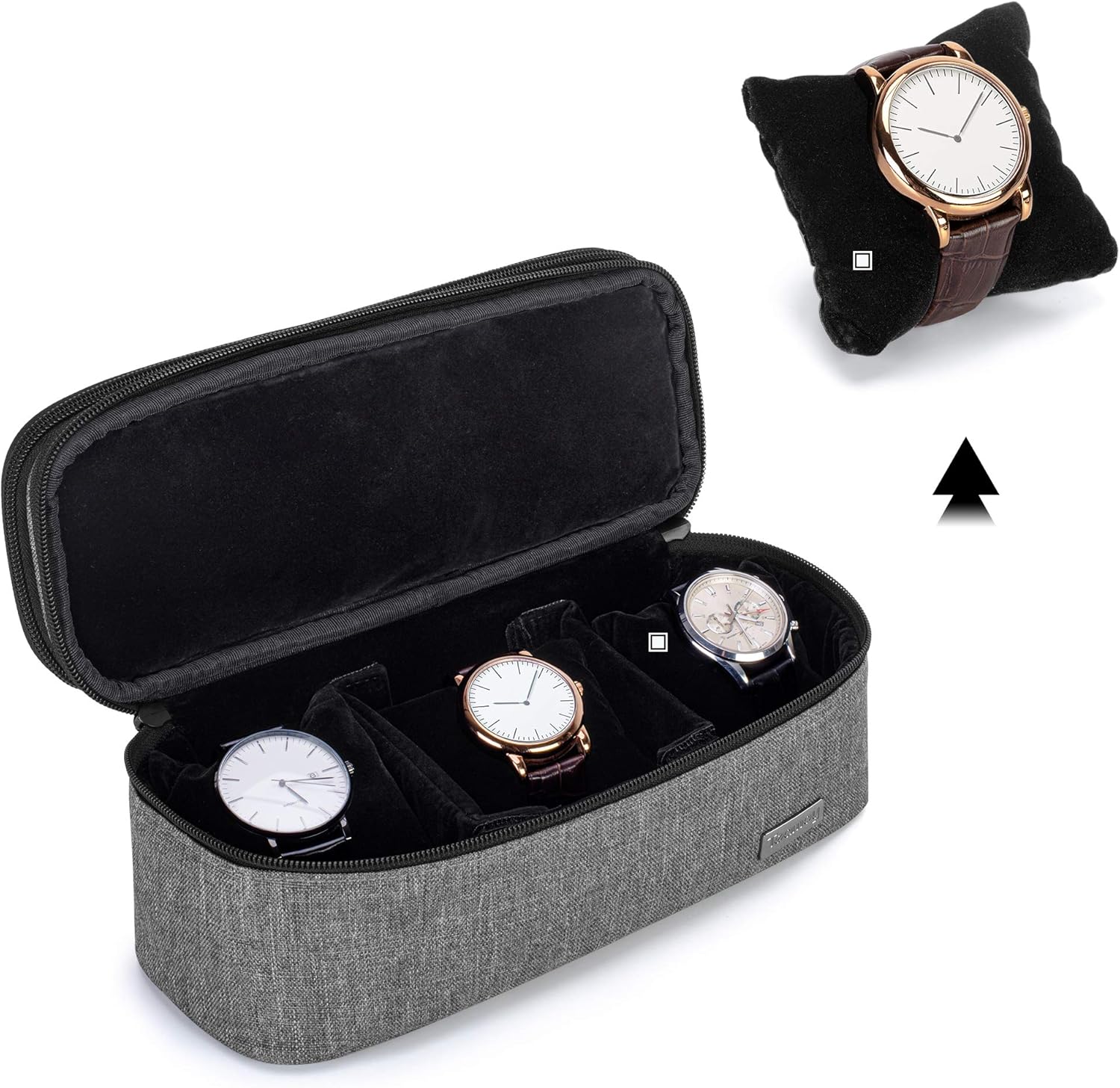 Teamoy Double-Layer Watch Box Organizer with Soft Padded Inner Liner, Travel Storage Case for Man Watches , Wristwatch and Accessories, Gray: Home Improvement