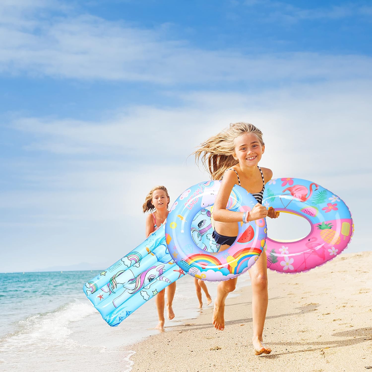 Invech Inflatable Pool Float for Kids, 3 Pack Unicorn Swim Rings with Lounger Raft, Summer Fruits Pool Tubes for Boys/Girls Swimming Water Floats Party Toys: Sports & Outdoors
