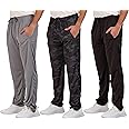 Real Essentials 3 Pack: Men's Mesh Athletic Gym Workout Lounge Open Bottom Sweatpants with Pockets (Available in Big & Tall)