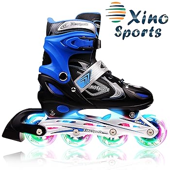 XinoSports Rollerblades with Light Up Illuminating Wheels, for Growing Girls and Boys Ages 5-20