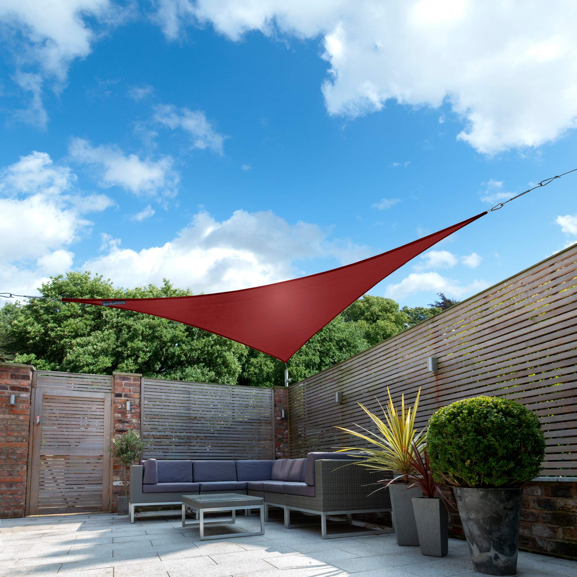 Kookaburra Waterproof Garden Sun Shade Sail Canopy in Wine 98% UV Block (5m Triangle)