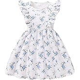 Little Girls A-line Dress Cute Leopard Mermaid Pattern Ruffle Sundress Toddler Girl Casual Dresses for Party 2-7Y