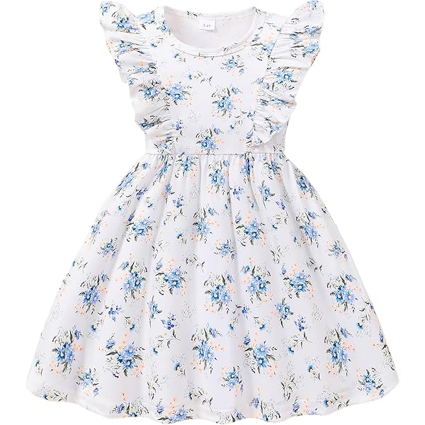 Amazon.com: Flofallzique Little Girls Casual Dress Vintage Floral Tie-Back  Toddler Easter Sundress (2 Years, Ivory): Clothing, Shoes & Jewelry