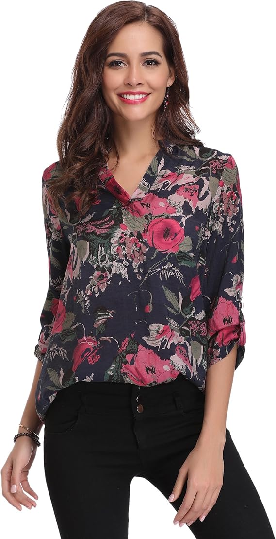 Camicia Estiva Donna Floerns A Righe Con Maniche Lunghe, Bottoni E Tasca – Elegante E Comoda Per Lavoro E Tempo Libero