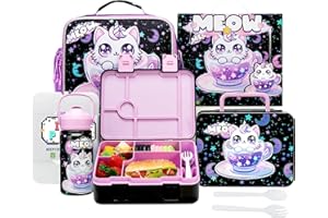 Oruiji Lunch Box for Girls Bento Box for Kids with Lunch Bag,Stainless Steel Water Bottle,Ice Pack Set Birthday Gifts for Ages 3-12 Back to School Toddler Girls