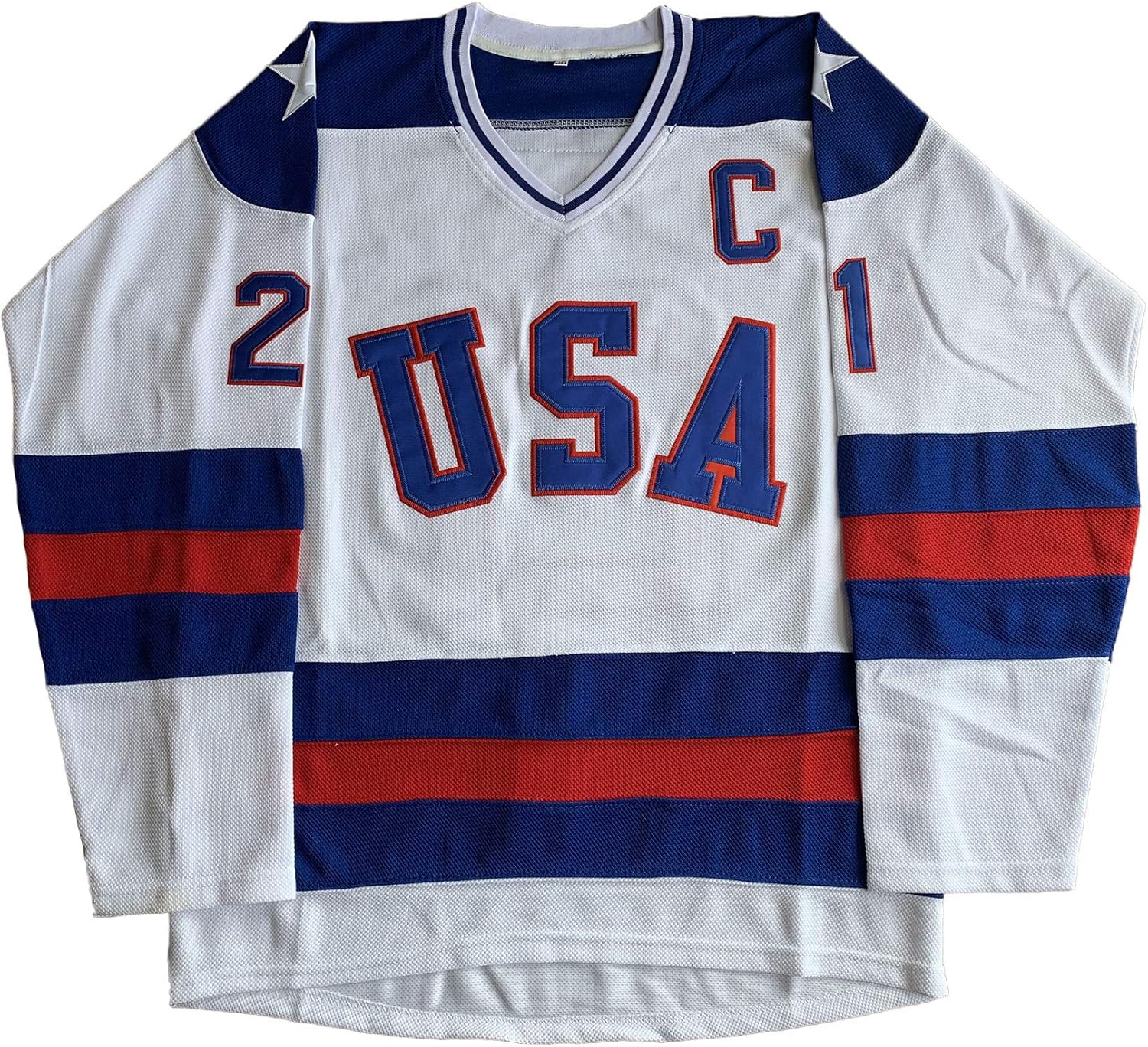 1980 USA Olympic Hockey #21 Mike Eruzione #17 O'Callahan #30 Jim Craig Miracle On Ice USA Jersey White Blue: Clothing