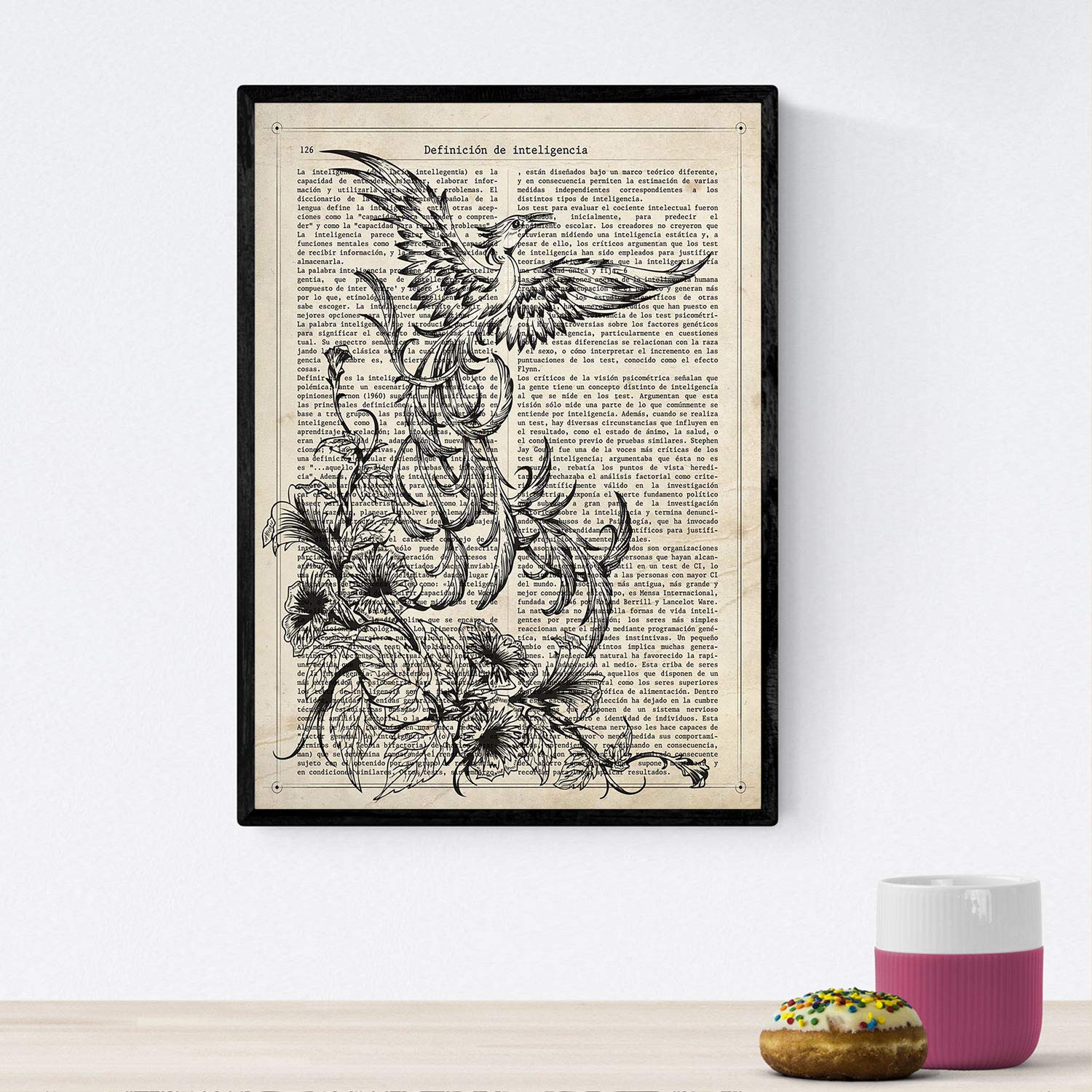 Nacnic Poster black and white Fenix. Sheets animals definitions. Animal illustrations with text. A4 size
