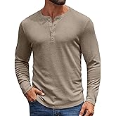 COOFANDY Mens Henley Shirts Long Sleeve Casual Pullover Shirt Fashion Button T-Shirt