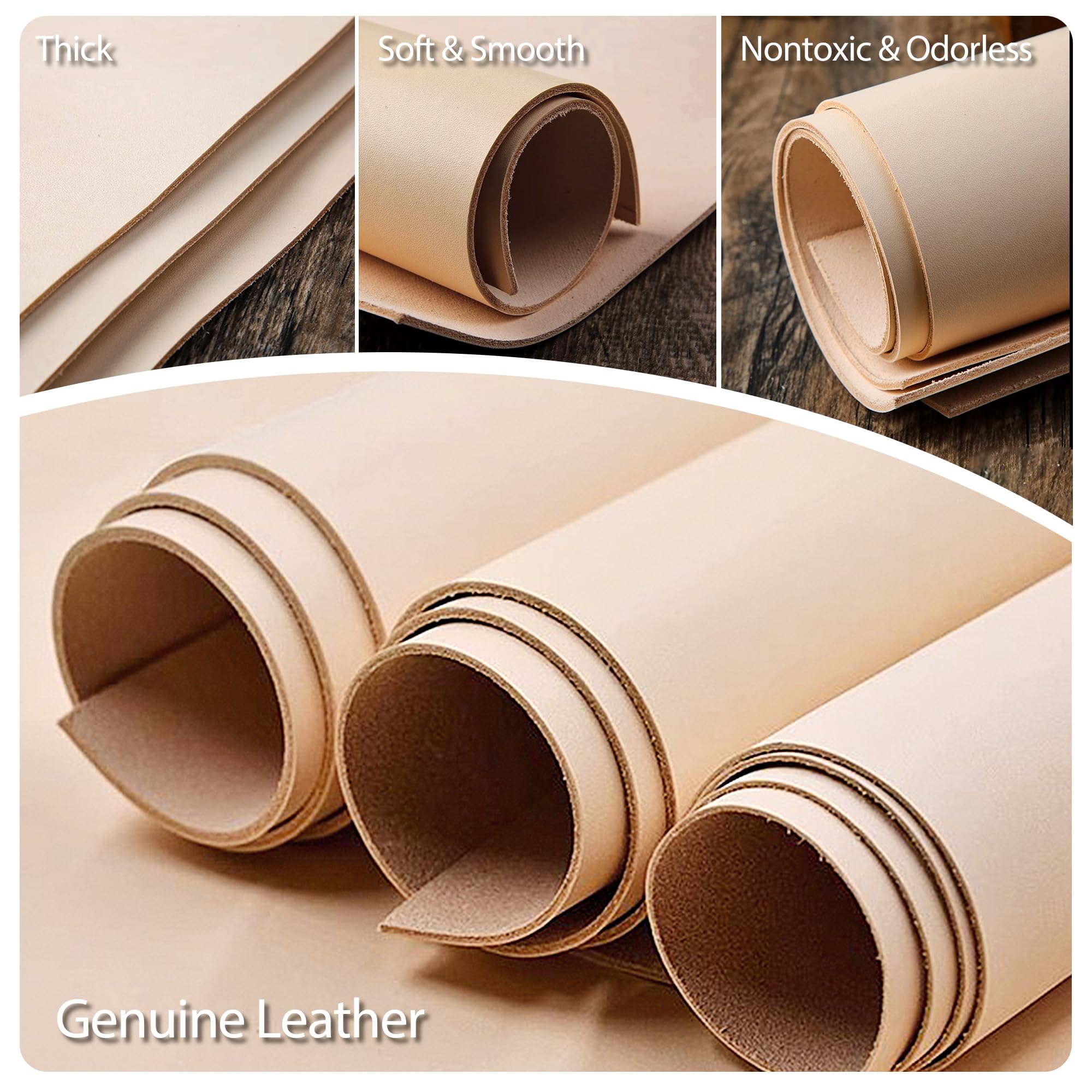 JinRuiKJ A Grade Tooling Leather Square 1.8-2.0MM Thick, Vegetable Tanned Leather Pieces Precut 8