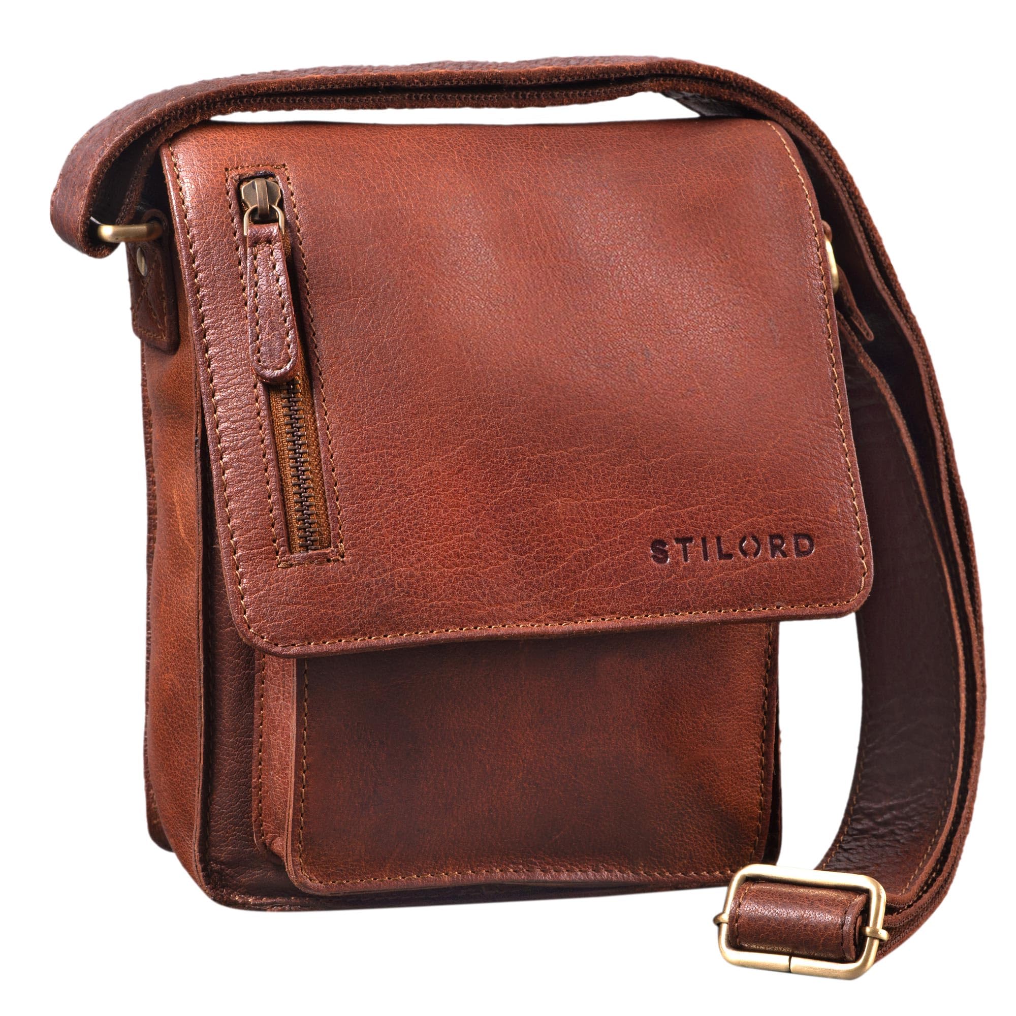 STILORD "Finn" Small Shoulder Bag for Men Vintage Cross Body Bag Suitable for 8.4 inch Tablets Satchel Genuine Leather Colour:maraska - Brown