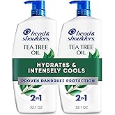 Head & Shoulders Anti-Dandruff Shampoo and Conditioner with 1% Pyrithione Zinc, Tea Tree Oil 2-in-1 Twin Pack, Tea Tree Shampoo with Cooling, Refreshed Scalp, 32.1 fl oz Each