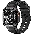 amBand Bands Compatible with Apple Watch Ultra 2/1 49mm, M1 Sport Series Rugged Durable Strap with Metal Connector to Match Ultra's Titanium Case for iWatch 49 mm Men Black Brushed