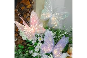 VIHOSE 3 Pcs 19.7'' Butterfly LED Lights Bulk Pink Giant Christmas Tree Butterfly Decoration Large Light up Decorative LED Lamps for Wedding Outdoor Photography Props Birthday Holiday Party Decor