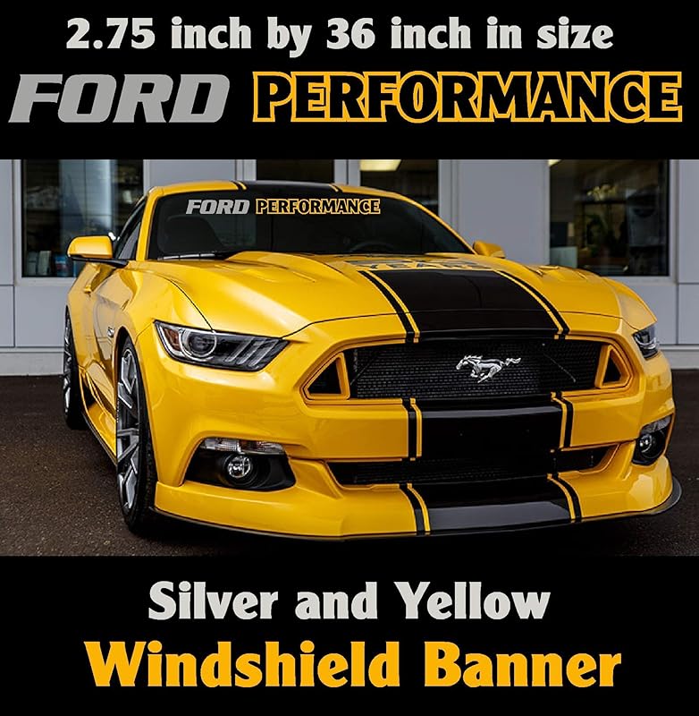 Amazon Com Silver And Yellow Ford Performance Windshield Banner