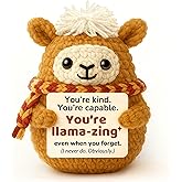 Krinisou Positive Animals Crochet Llama Gifts – Funny Alpaca Birthday Gift for Women & Men, Uplifting Encouragement Plush, Cute Inspirational Motivational Gift for Friend or Coworker