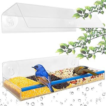 Ohuhu Window Bird Feeder Made In Crystal Clear Acrylic Amazon Co