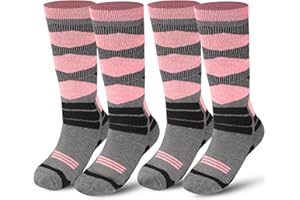 Winter Warm Kids Ski Socks - 2 Pairs Merino Wool Thermal Skiing Socks for Boys, Girls, Youth, Toddlers