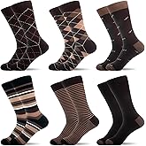 WeciBor Men's Patterned Dress Socks - 6/12 Pairs Seamless Cotton Crew Socks for Business, Office & Daily Wear