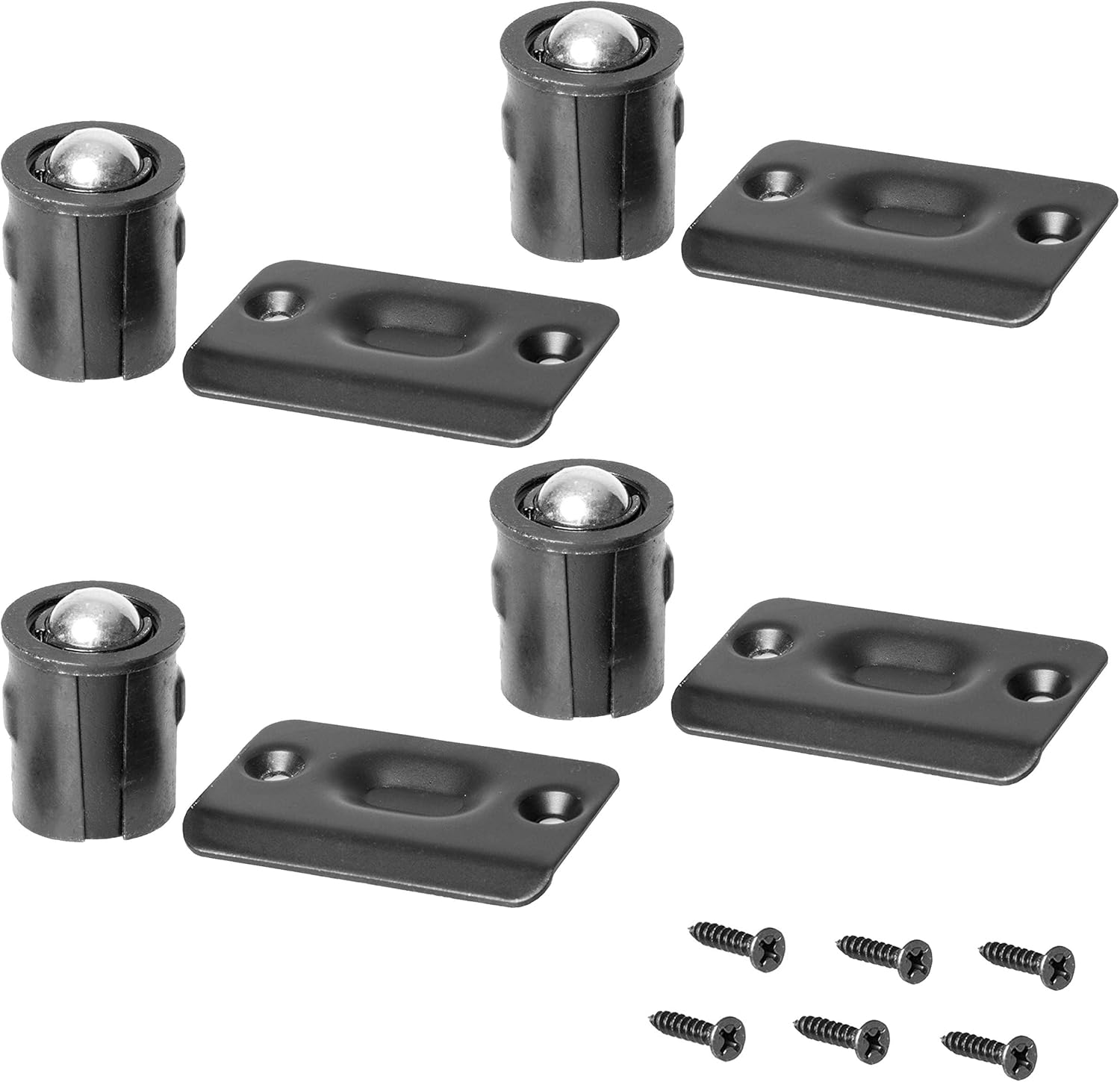 Closet Door Ball Catch Hardware, 4 Pack Black Drivein Ball Catch