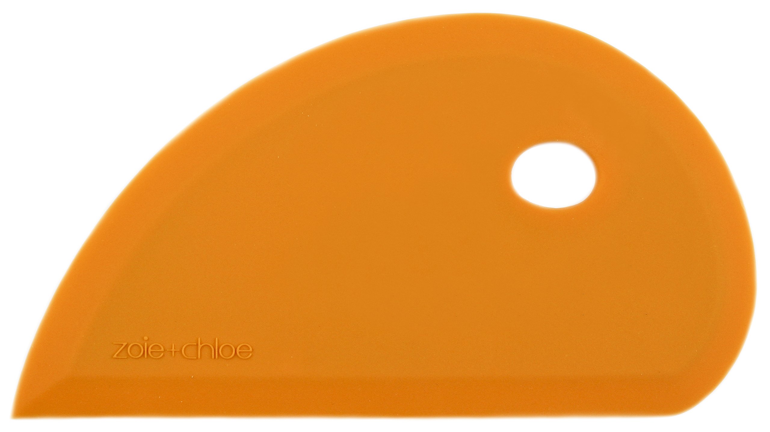 Zoie + Chloe Multipurpose Silicone Bowl Scraper - Dough Scraper for Cleaning Mixing Bowls, Baking Pan - Silicone Scraper Spatula For Painting, Smoothing, Frosting, Cake Decorating - Orange, 7x3.75"