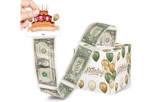 AZBUK Green Surprise Money Box Gift Pull - Happy Birthday Money Box for Cash Gift Set Included Happy Birthday Card and 35Pcs Transparent Bags, Fun Birthday Gift for Women Men