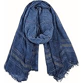NJYFG Unisex Striped Men Scarf Lightweight Cotton and linen Large Scarves Winter Warm Scarfs for Women