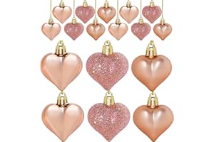 Yolyoo 24 Pieces Heart Shaped Ornaments for Mother's Day, Valentine's Day Christmas Heart Ornaments for Home Wedding Party Ha