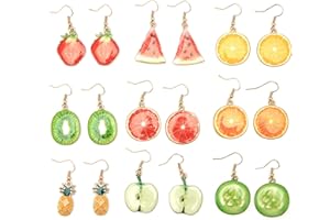 Fun Fruit Dangle Earrings for Women Lemon Watermelon Orange Kiwi Slice Hypoallergenic Earrings Funny Earrings for Girls