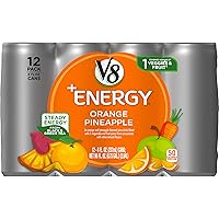 V8 +Energy, Healthy Energy Drink, Natural Energy from Tea, Orange Pineapple, 8 Fl Oz Can, 12 Count (Pack of 1)