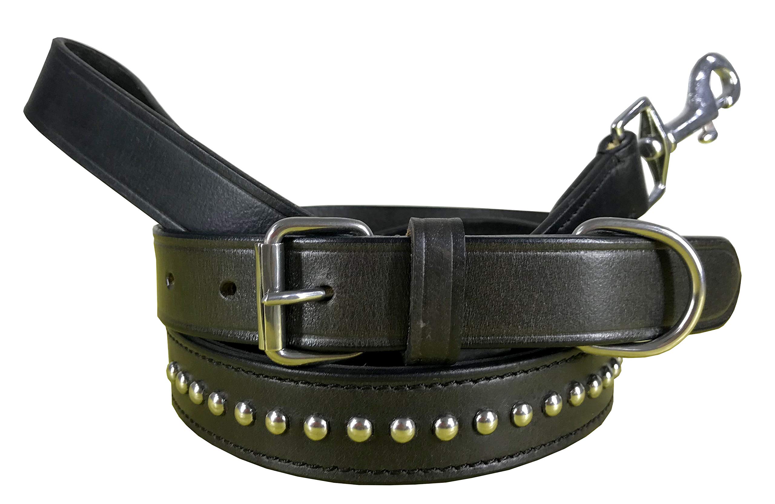 BRADLEY CROMPTON Genuine Leather Matching Pair Dog Collar and Lead Set L