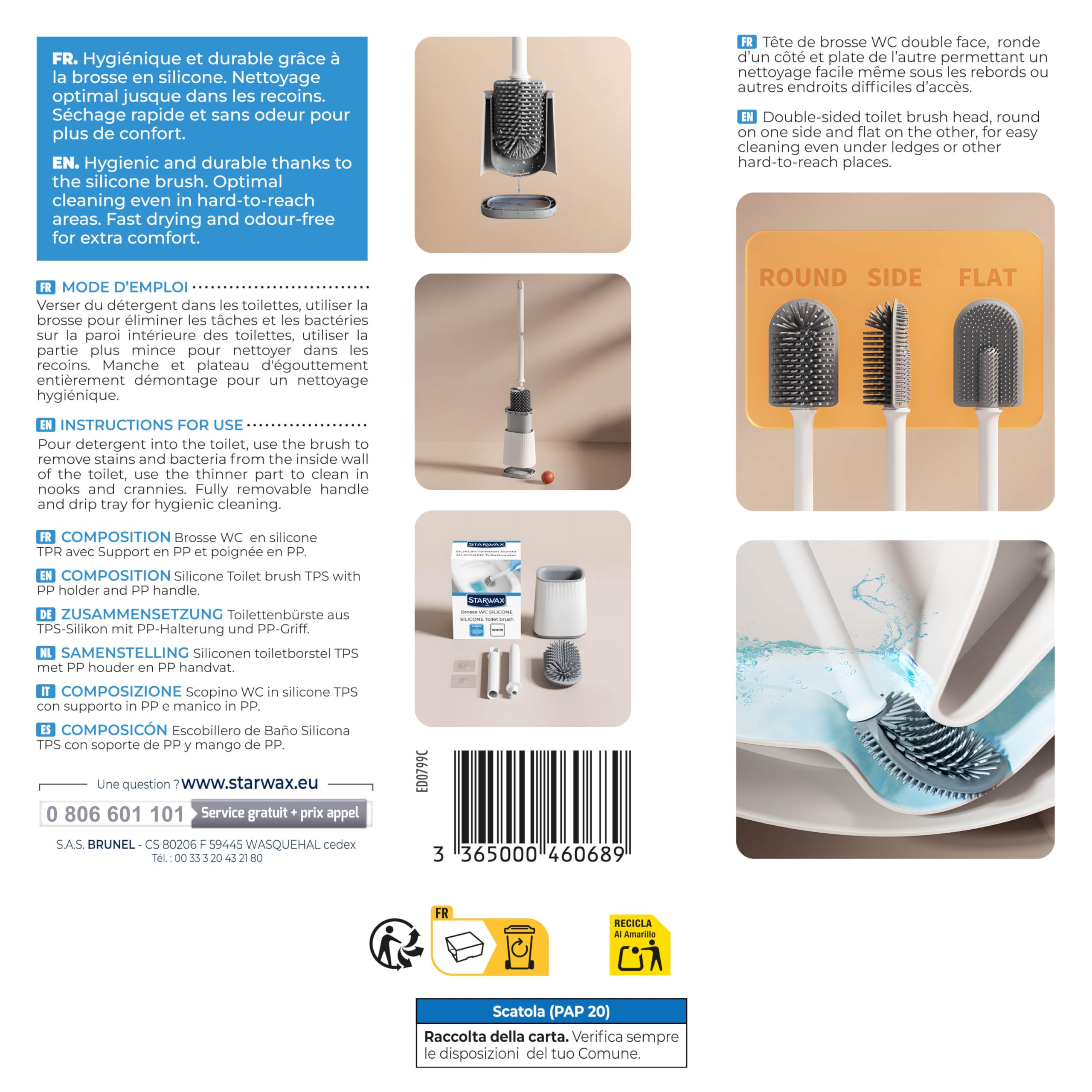 STARWAX WC-Bürste Silikon doppelseitig Weiß 7