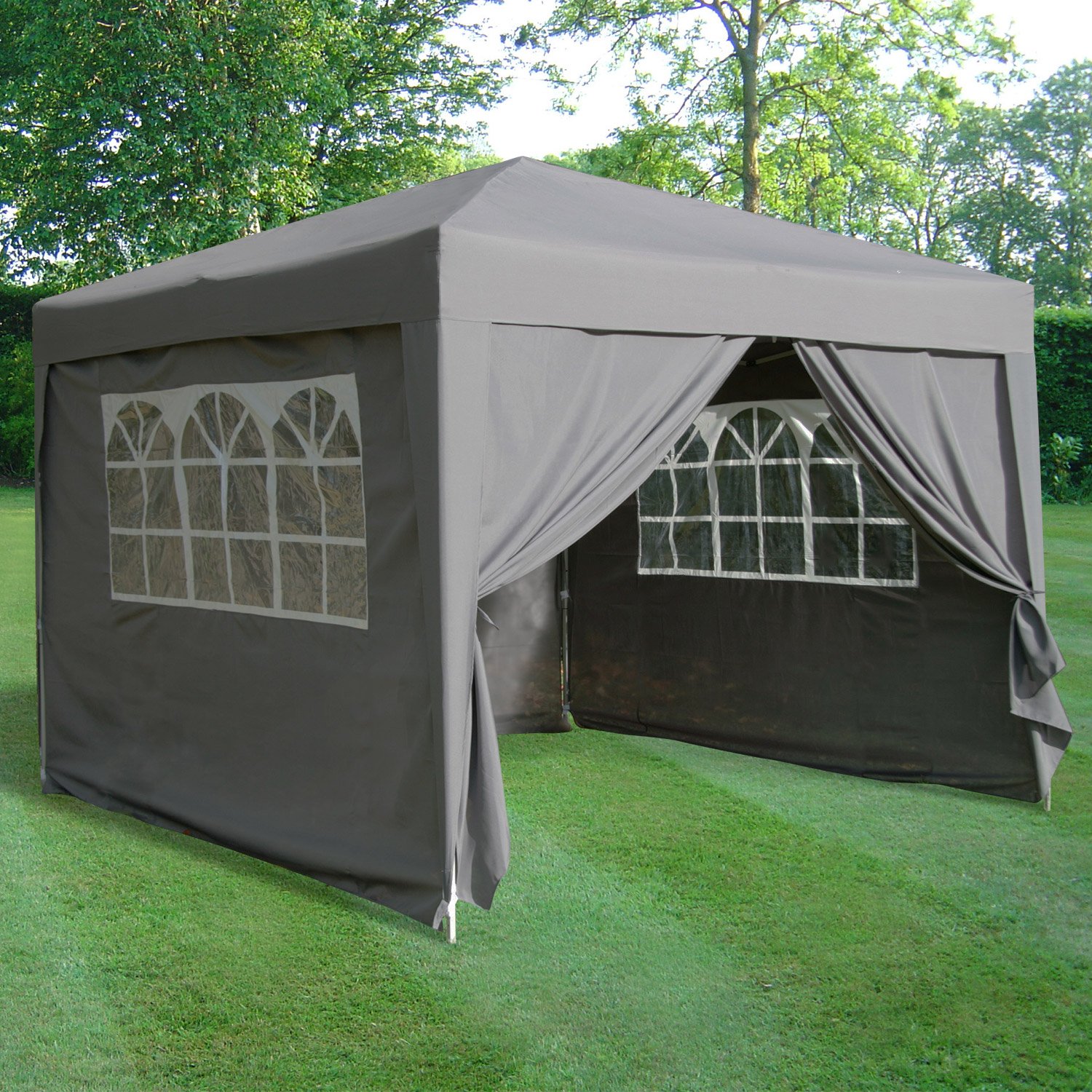 ESC Ltd 3x3mtr Pop Up Waterproof Gazebo in Grey with 2 WindBars and 4
