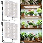 Aumtrly Grow Light for Indoor Plants, 1104 LED Full Spectrum 4 Panel/2 Pack | for Seed Starting Growing, 6/12/16H Auto Timer, 5 Dimming Levels, 3 Light Modes, 2 Installation Methods, Use Under Shelves