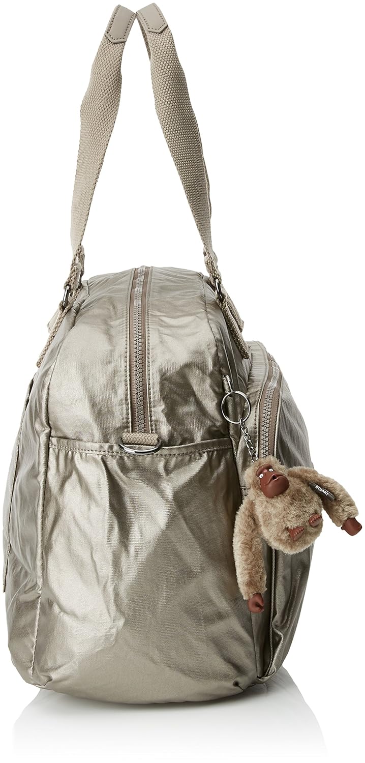 kipling travel tote - july bag metallic pewter,f