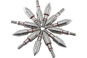 maifield Stainless Steel Archery Field Points, Easy Pull Various Outside Diameter,85/100/125/150/175/200/225/250/275/300 Grains,Screw in Archery Field Tips