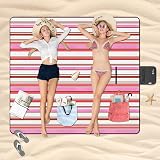Vinsani Foldable Picnic Blanket 260 x 220 cm Pink Stripe Indoor Outdoor view 2