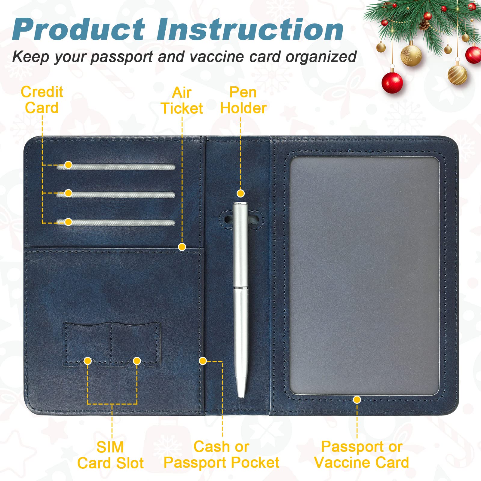 DMLuna Passport Holder, Premium PU Leather Travel Passport Wallet RFID Blocking Passport Cover Case Travel Documents Organizer with Pen Holder, for Women and Men