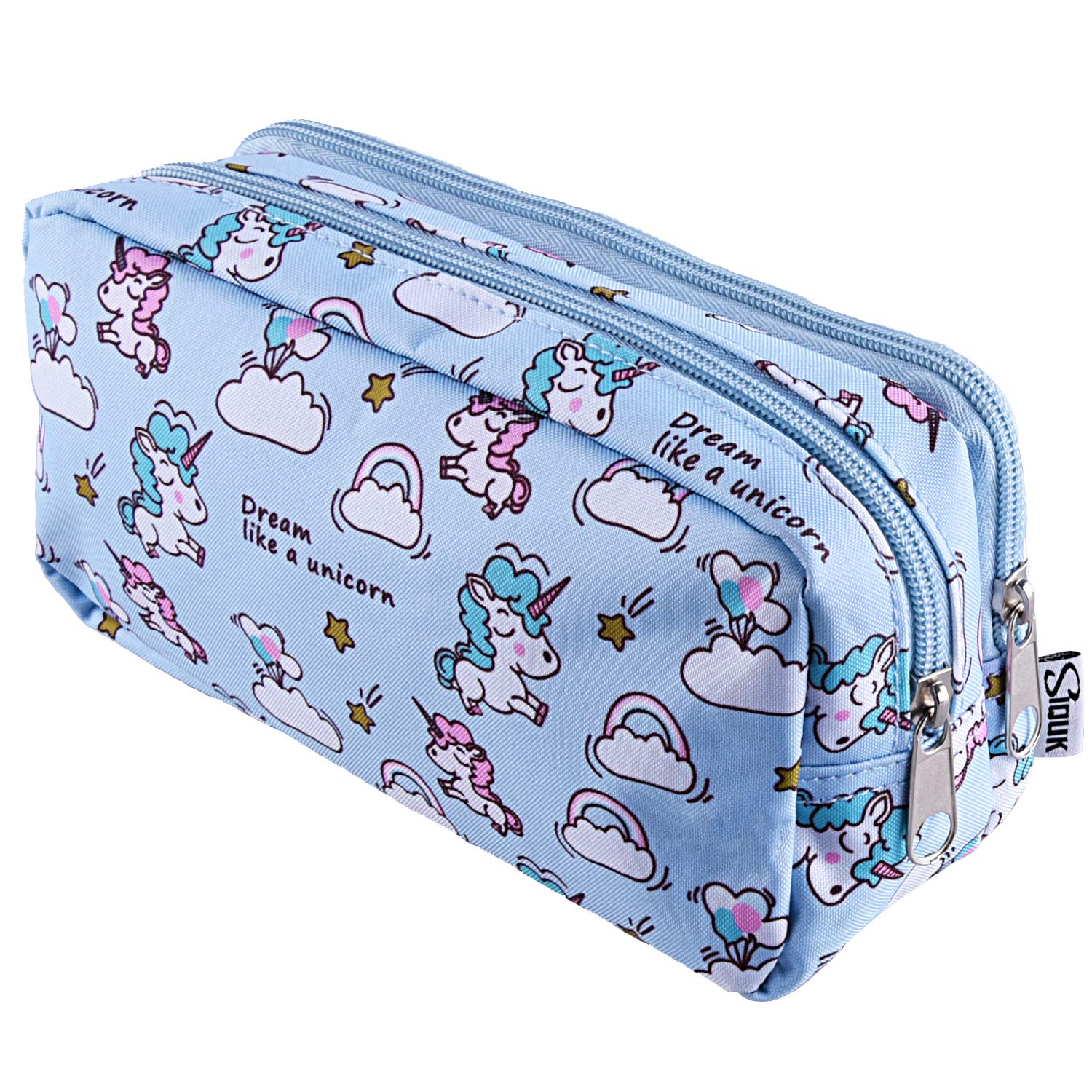 SIQUK Pencil Case Large Capacity Pencil Pouch Double Zippers Pencil Bag Office Pen Holder Organizer Stationery Bag with Compartments for Girls Boys and Adults