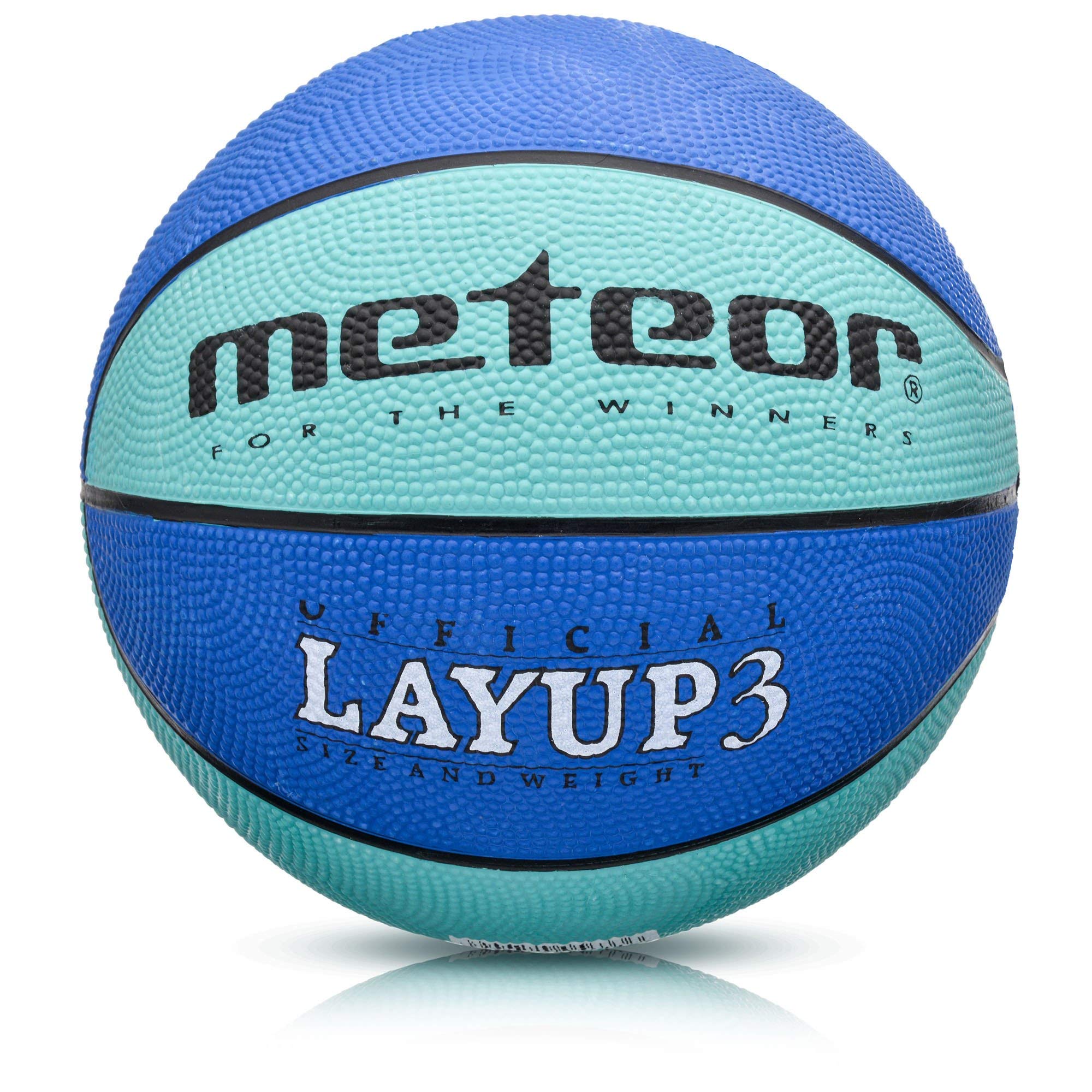 meteor Layup Basketball – Durable Rubber Surface for Outdoor & Indoor Play – Mini Ball Deep Grooves for Better Grip – Colorful Design for Visibility – Basket ball - Size 3 - Blue