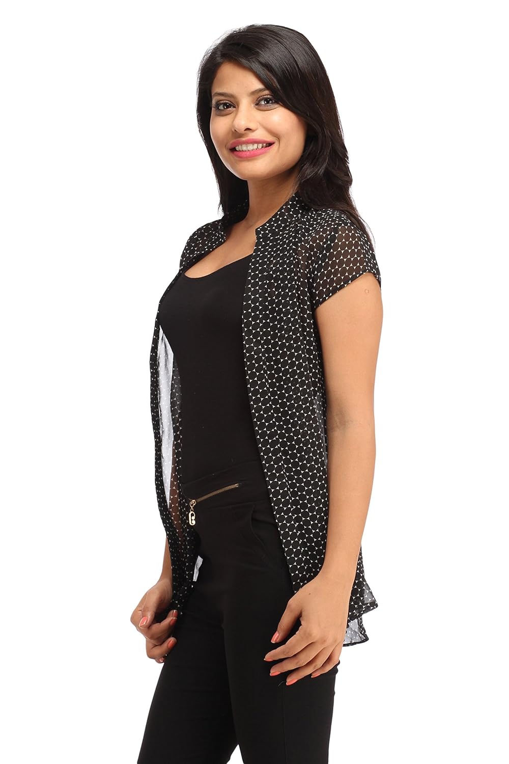 cottinfab dot print transparent shrug
