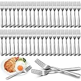 Yiyiring 50 Pieces Stainless Steel Forks Silverware Set 6.7 Inches Dinner Flatware Salad Forks Bulk Mirror Polished, Dishwasher Safe, Use for Home, Kitchen and Restaurant