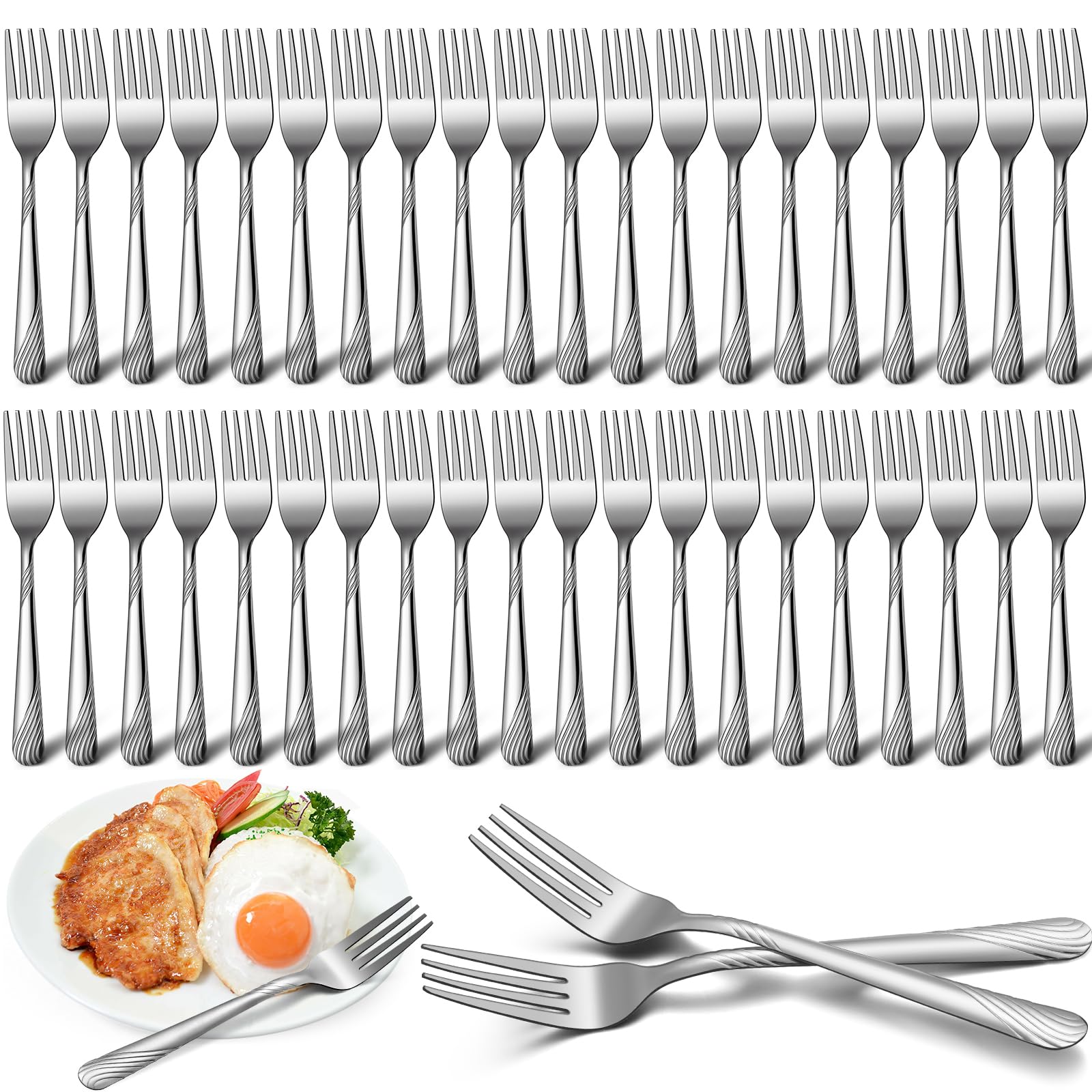 Photo 1 of Yiyiring 50 Pieces Stainless Steel Forks Silverware Set 6.7 Inches Dinner Flatware Salad Forks Bulk Mirror Polished, Dishwasher Safe, Use for Home, Kitchen and Restaurant