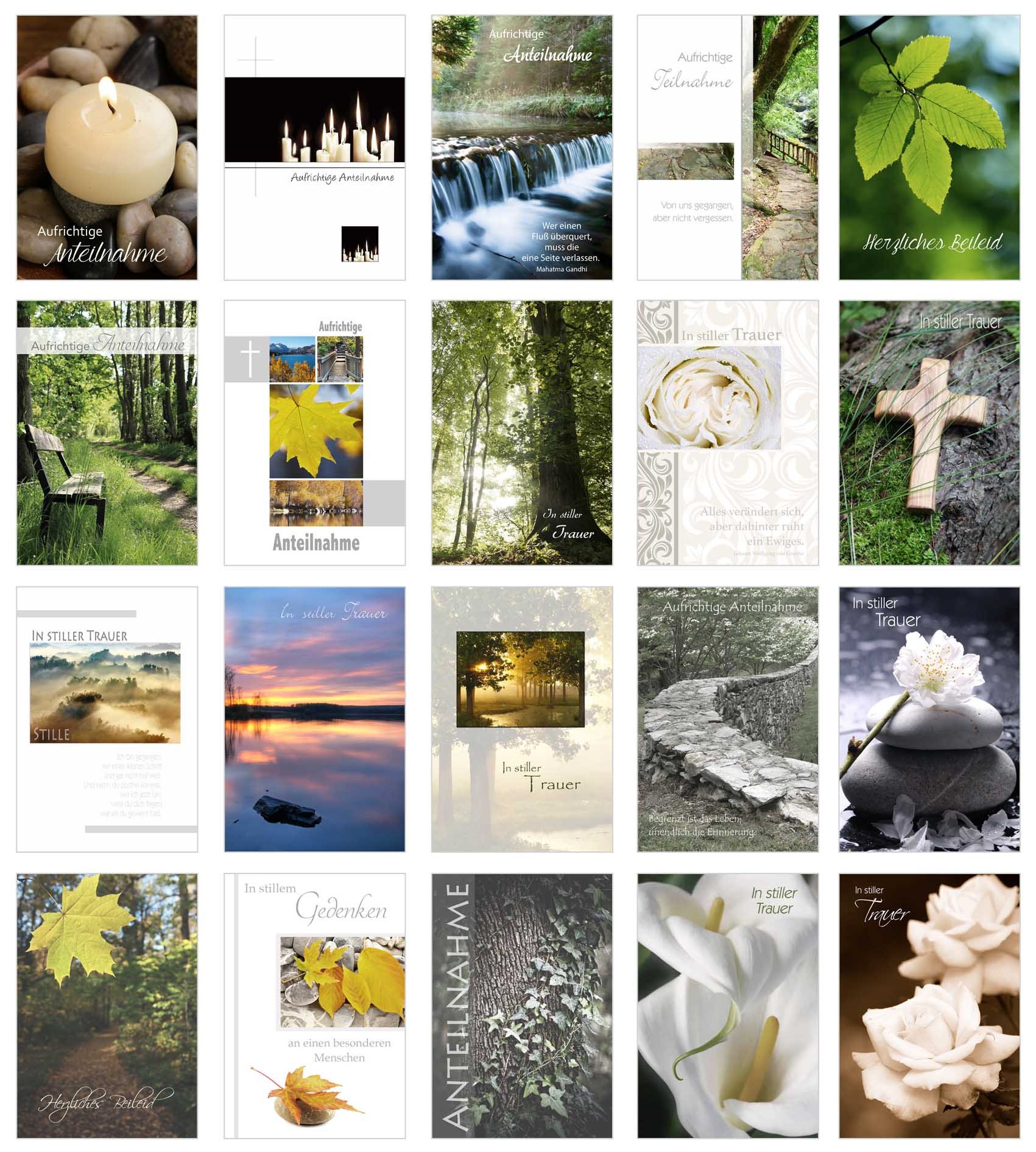 Set of 20 Einfühlsame Mourning Cards Sympathy Cards with Envelopes Mourning Card Sympathy Card with German Phrase Write (Folded Cards/Folded Cards with Envelopes)