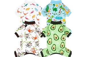 XPUDAC 4 Pack Dog Pajamas Soft Strechy Summer Doggie Clothes for Small Medium Dogs Boy Girl Cat Apparel-Medium