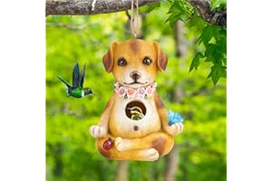 Yinns Resin Bird House, Birdhouse for Outdoors Haing, Funny Dog Shape Bird Houses, Decorative Bird Houses for Outside, Gift for Bird Lover