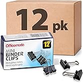 Officemate Mini Binder Clips, 144 Count (12 Boxes of 12 Clips), Heavy-Duty Metal Handles, Black Paper Fasteners for Office, School &amp; Home Organization (99010)